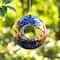 Glitzhome® 7.75" Multicolor Glass Round Hanging Bird Feeder